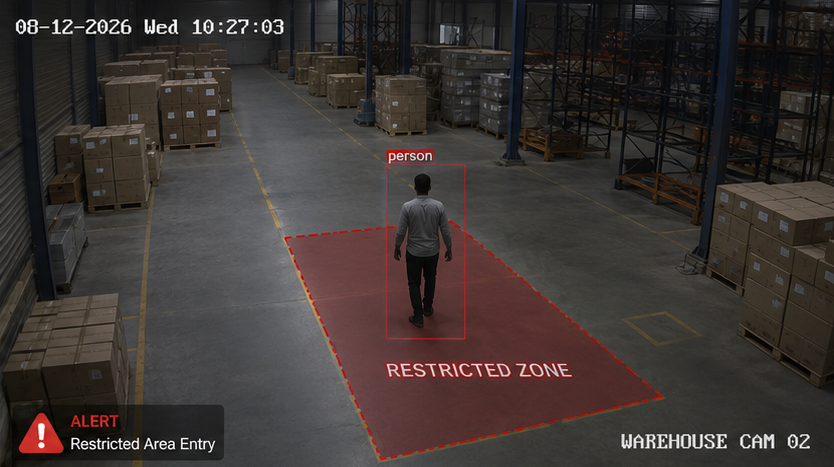 Warehouse CCTV restricted area detection