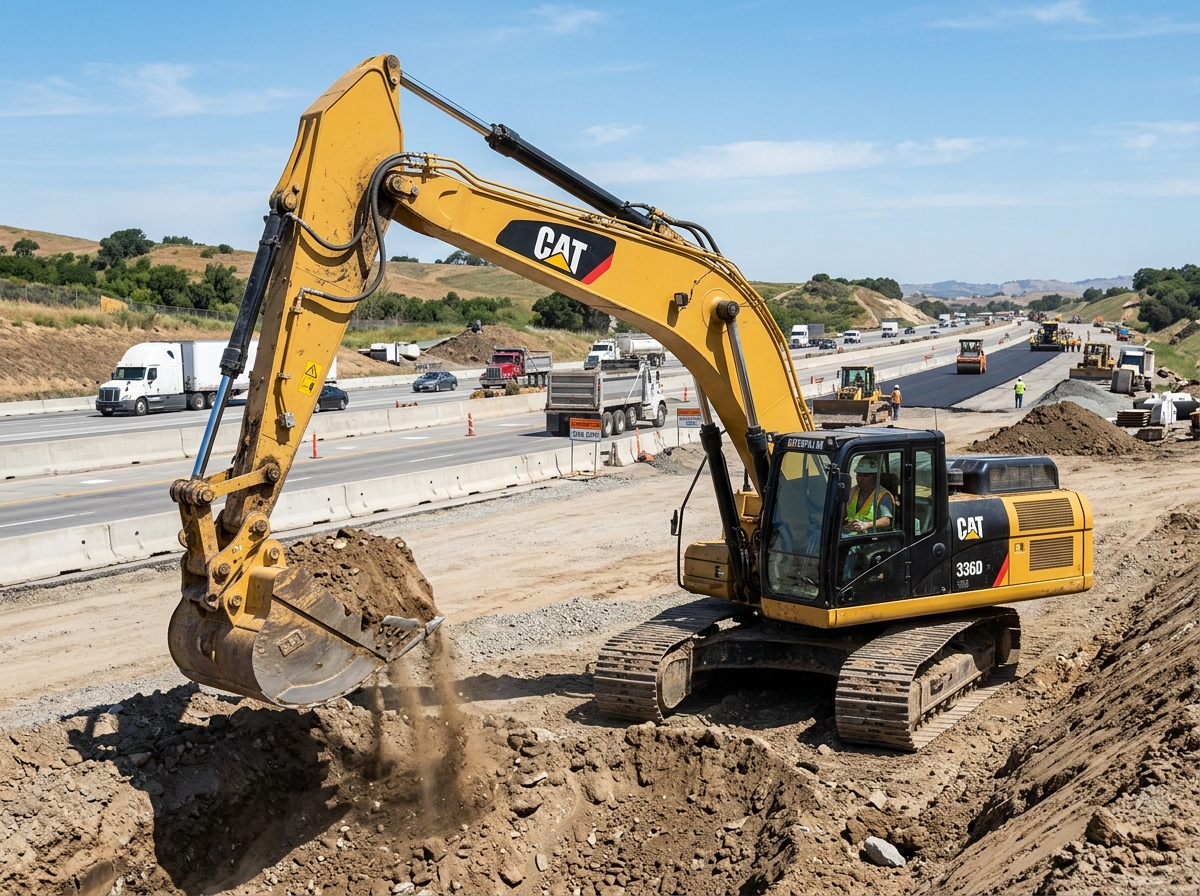 Hydraulic crawler excavator on site